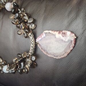 Handmade beautiful Agate / smokey quartz necklace
